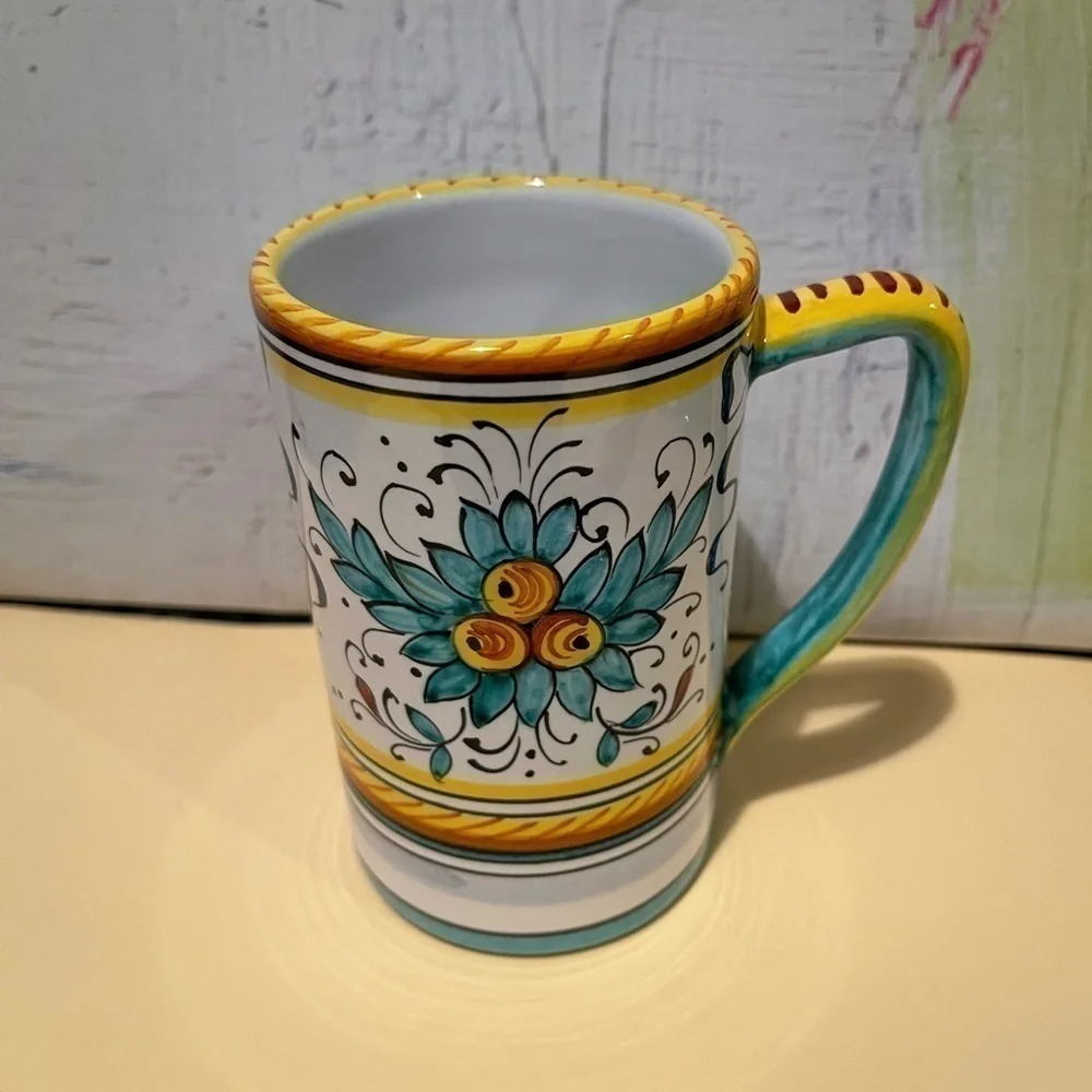 VTG Fima Deruta Italian hand painted ceramic coffee cup